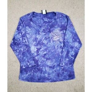 Vintage Y2k Harley Davidson Women's Top Shirt Size L Purple Tie Dye Johnstown PA